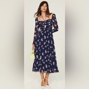 Self-Portrait Pansy Print Chiffon Dress, size 8
